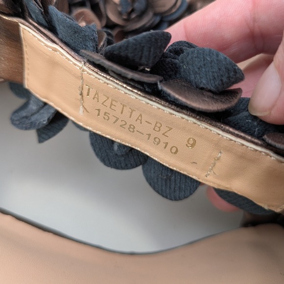 Patrizia By Spring Step Quinteel Floral Copper Dark Blue Open Toe Heels‎ Size 9 - Picture 9 of 11